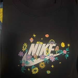 Nike Black Sweatshirt with Colorful Floral Embroidery